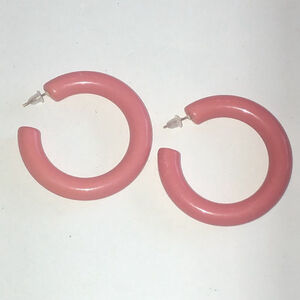 Pink Melon Lightweight Lucite Hoop Boho Statement Pierced Earrings